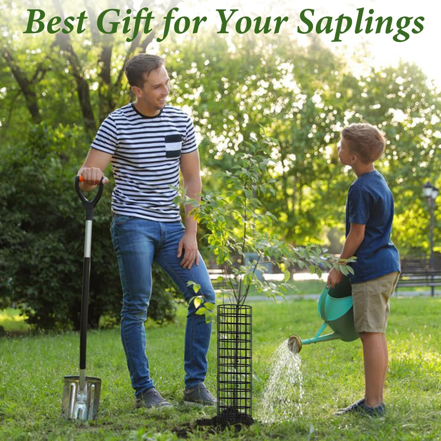 Tree Trunk Protector, 12 Pack Metal Mesh Tree Bark Protector 5'' Dia X 16-1/2'' H with Zip Ties & Stakes, Expandable Tree Guards Trunk Protector, Tree Protectors from Deer, Trimmers (12 Packs) - 6 Packs image number 5