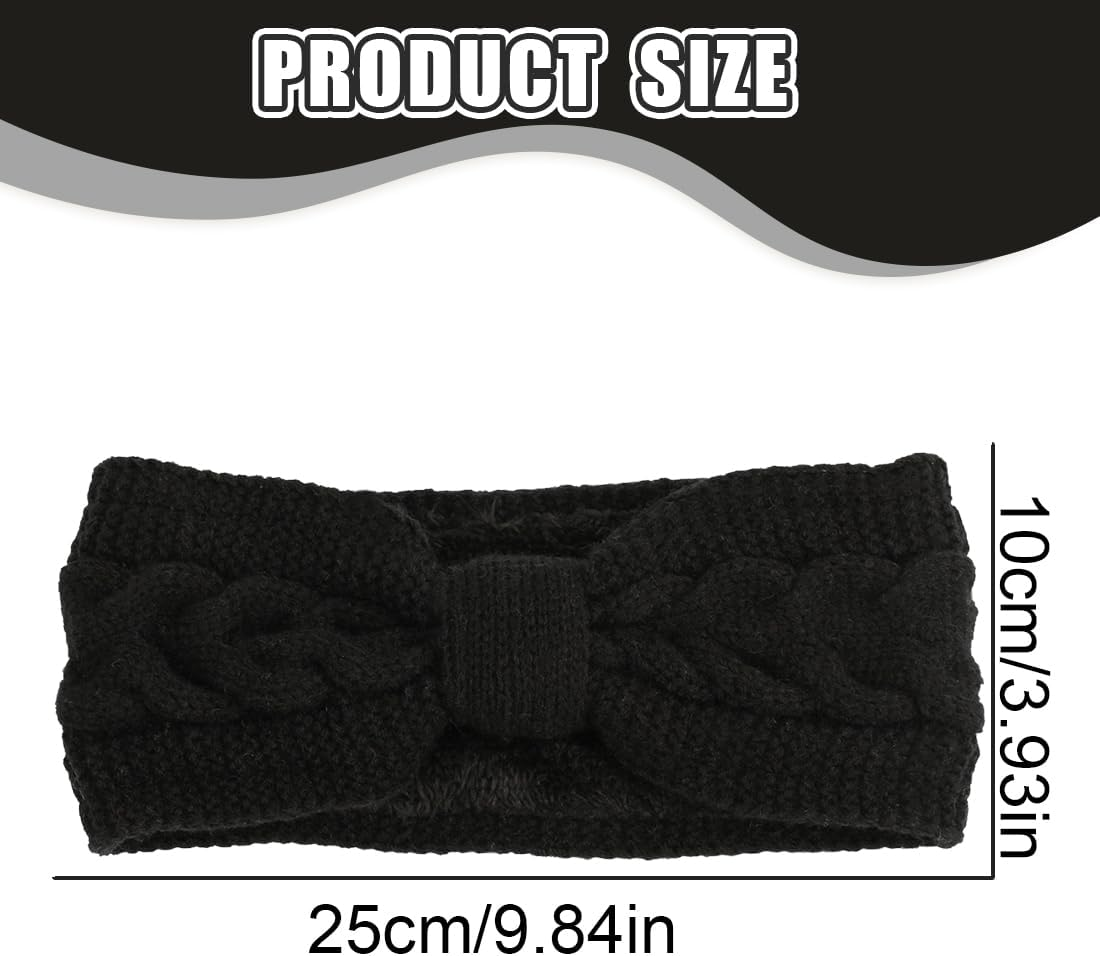 WUSJCOF Women'S Winter Headband, Lined Fleece Headband, Elastic Knitted Headband, Women'S Headband, Knitted Headwrap, Pack of 1