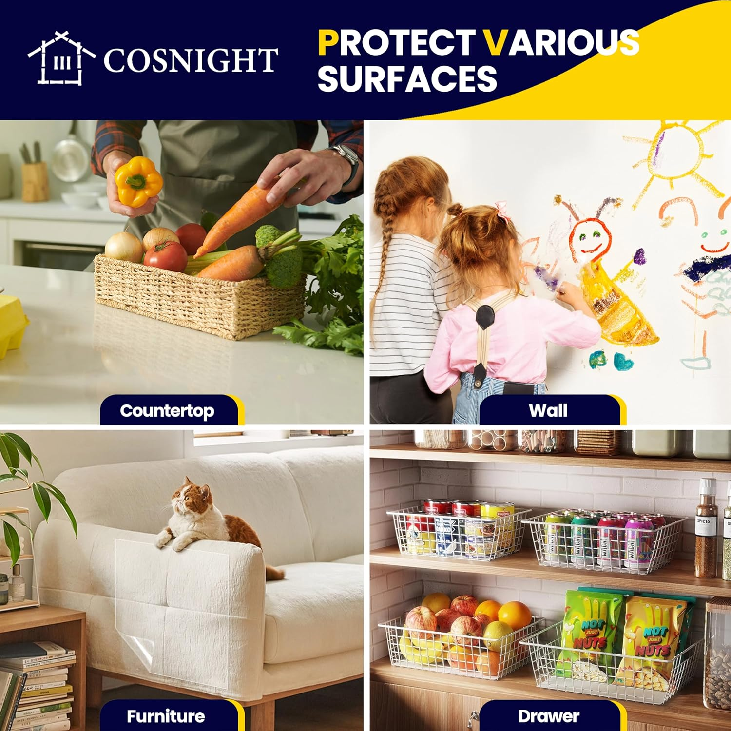 COSNIGHT Clear Contact Paper Peel and Stick for Book Cover Protector 17.7In X 10Ft/Roll, Clear Self Adhesive Shelf Liner and Drawer image number 3