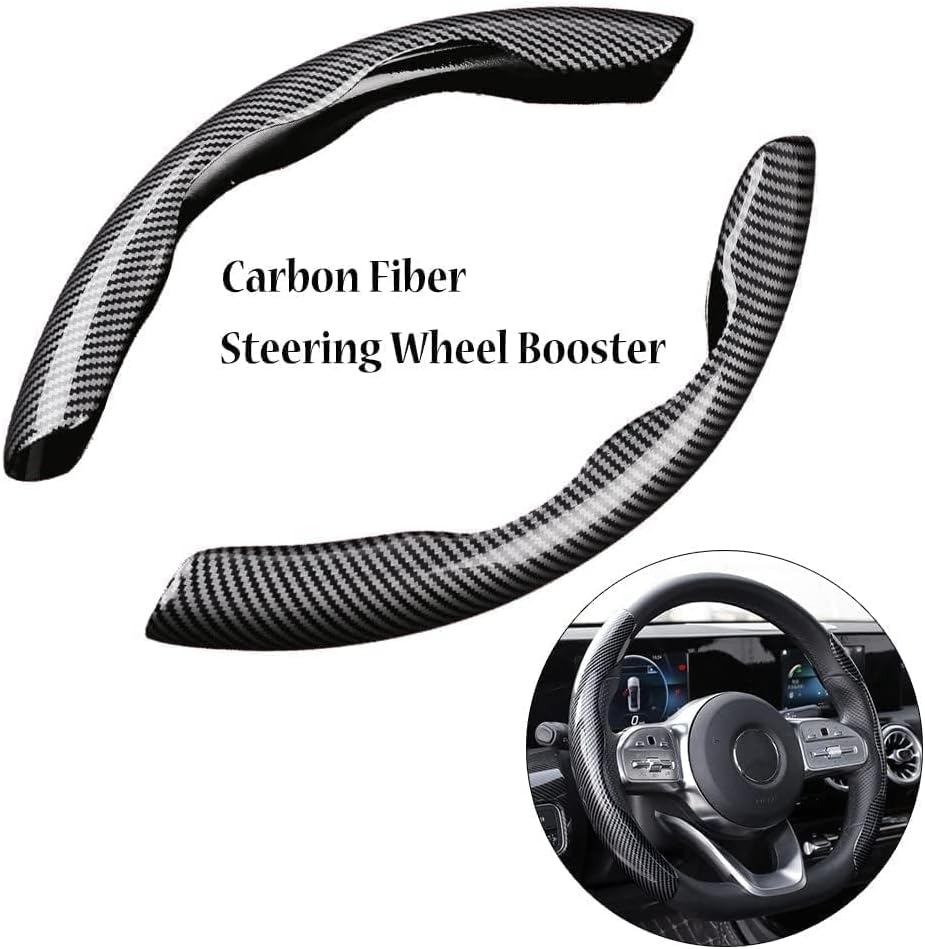 AUTOXBERT Carbon Fiber Car Steering Wheel Cover Universal Sports Steering Wheel Cover Anti-Skid Segmented Steering Wheel Protector Accessories (Black)