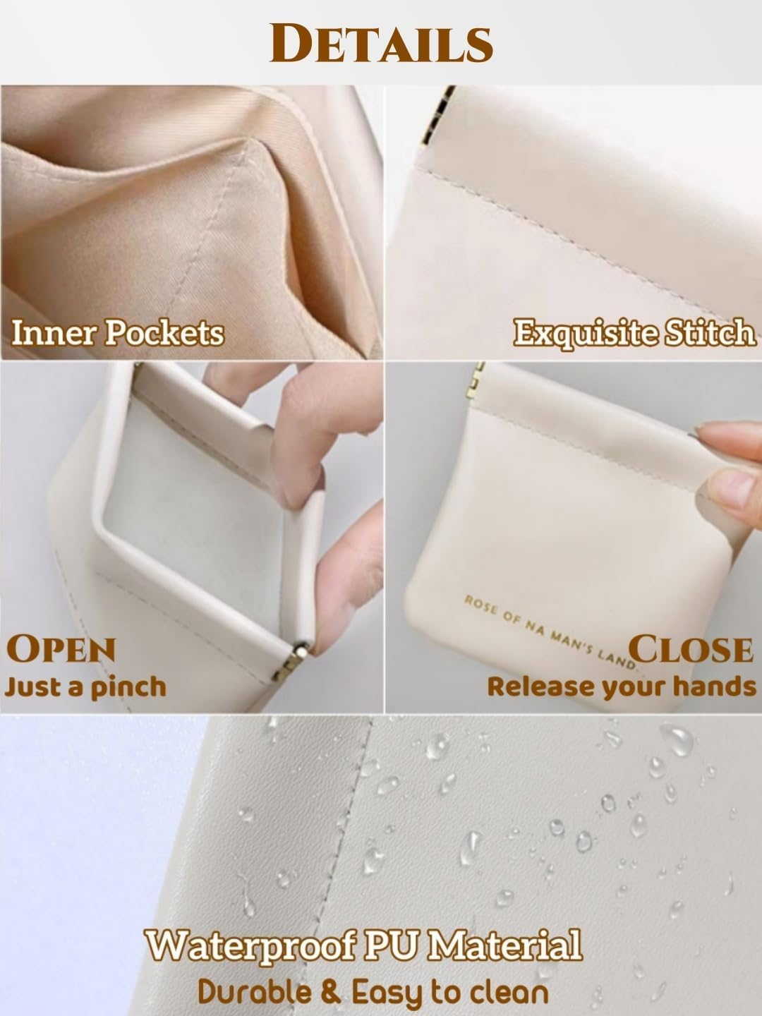 2 PCS Makeup Bag for Women, PU Leather Travel Cosmetic Pouch with Zipper, Waterproof and Durable, Perfect for Purse, Travel, or Gifting (Brown) image number 2