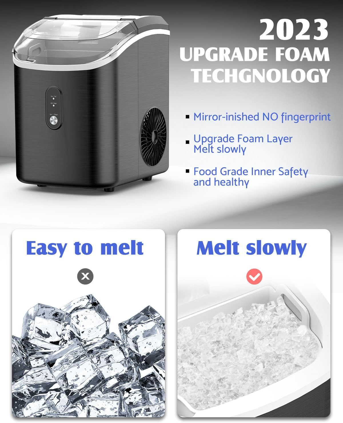 YOPOWER Ice Maker Machine, 15KG Nugget Ice Maker Machine Countertop, Pebble Ice Cube Maker with Self-Cleaning, Crushed Ice Makers for Home Bar image number 1
