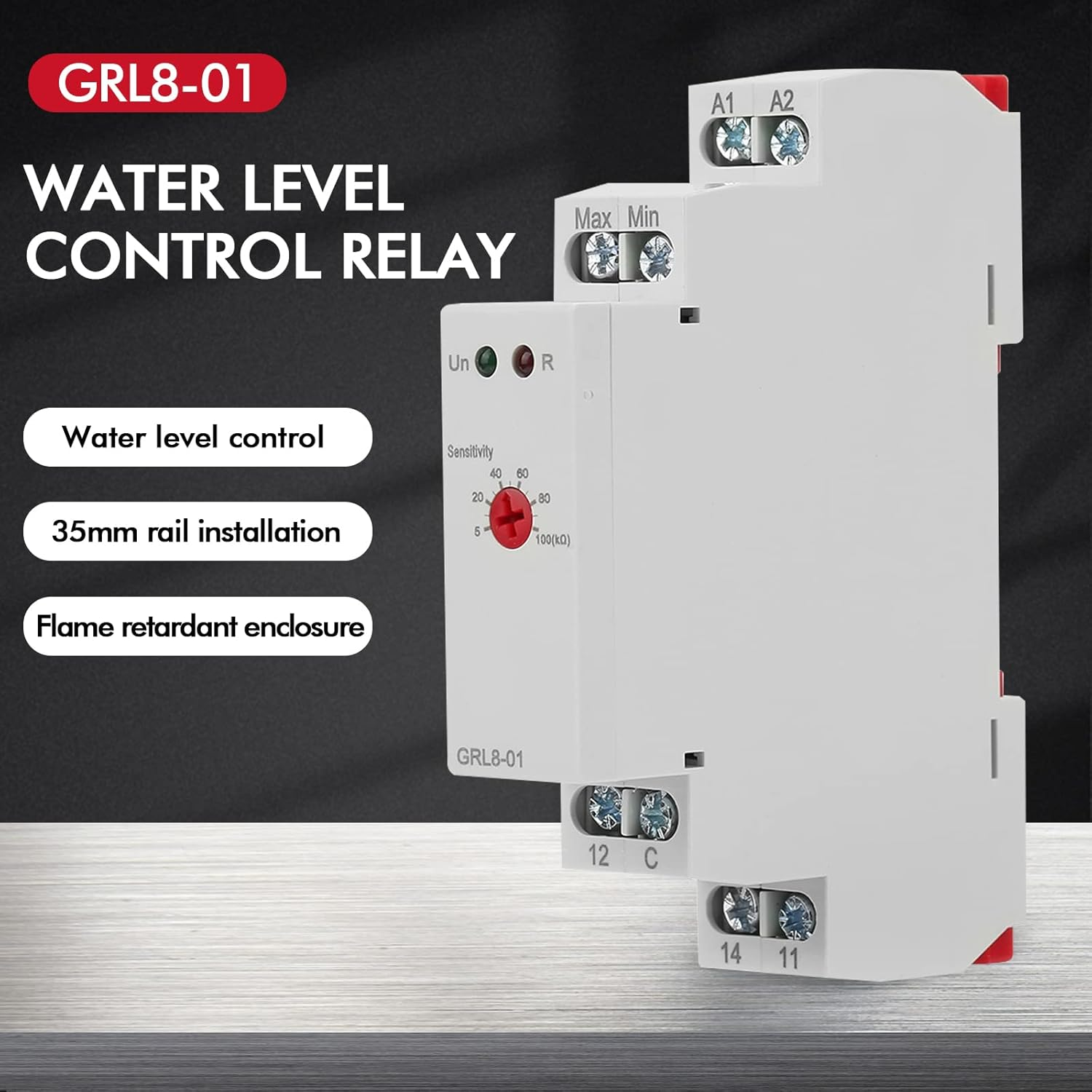 Victool Liquid Level Control Relay GRL8-01, 2 Level Control Mode, 10A AC/DC 24V-240V, Normally Open Silver Contact, DIN Rail Mount, Automatic Operation image number 4