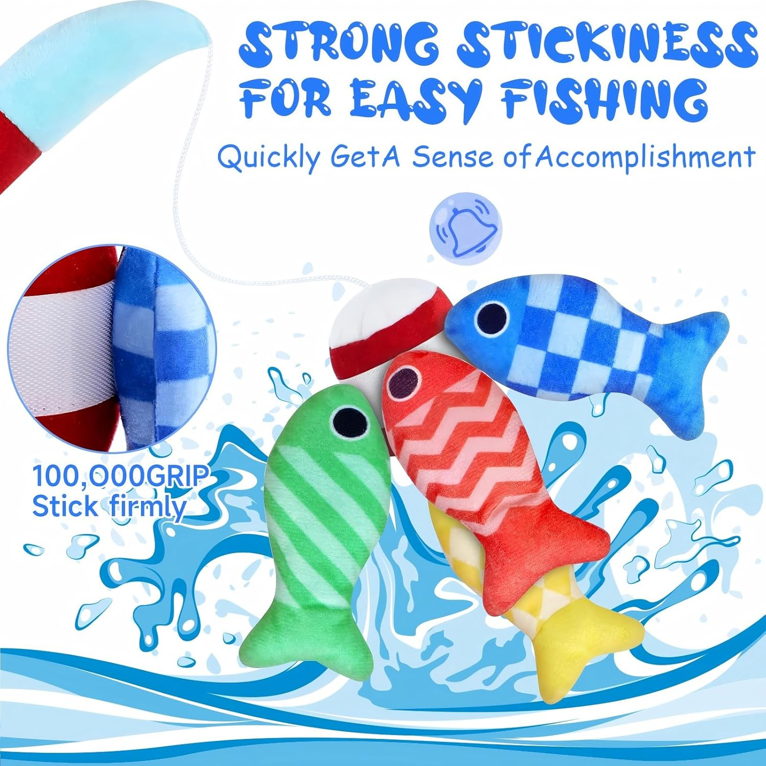 Toddler Toys, Montessori Toys for 1 Year Old Boy Girl Birthday Gift, Cloth Fishing Game for Toddler 1-3, Sorting Learning Baby 6-12-18 Months, Cloth Fishing Game with Baby Stacking Cups image number 3