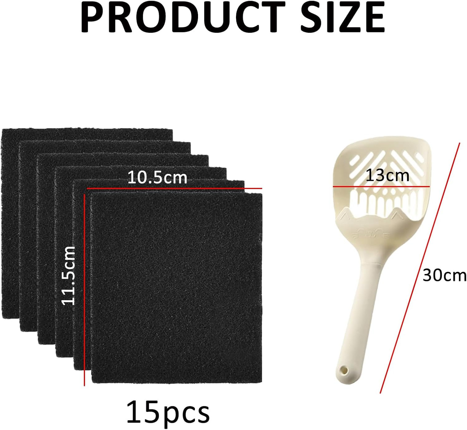 Activated Carbon Filter Cat Litter Tray, Cat Litter Tray Container Replacement Filter, Cat Litter Tray Carbon Filter, anti Odour Filter for Cat Litter, with Cat Litter Scoop, for Cat Litter Box, 15 image number 1