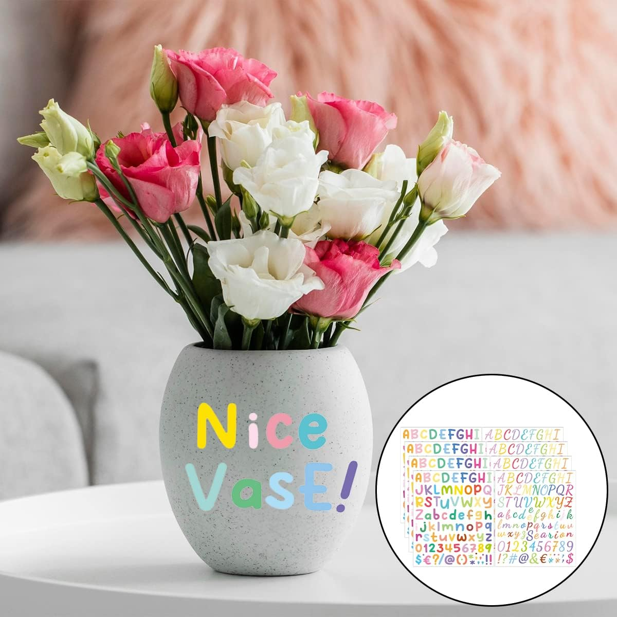 BEZANU Letter Stickers, 8 Sheets Colorful Self Adhesive Alphabet Number Stickers for Home, Business, Classroom Decor image number 2