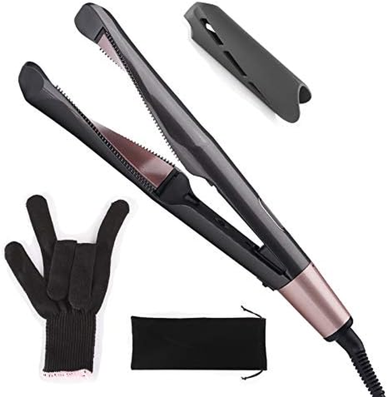 Curl and Straight Confidence, Szwintec 2 in 1 Hair Straightener and Hair Curler Unique Twisted Plate Design Straightening and Curling Flat Iron for All Hair Types image number 4