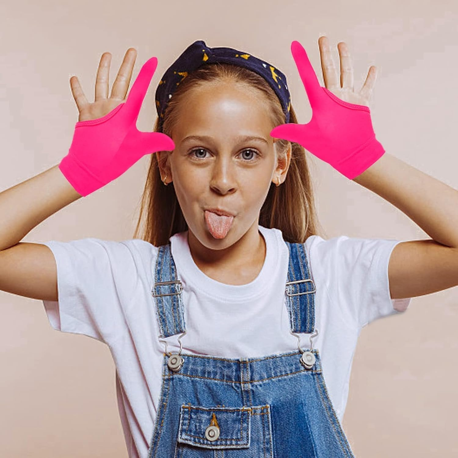 4 Pcs Thumb Sucking Guard Gloves for Ages 5-10, Breathable Sensory Gloves to Stop Thumb Sucking & Nail Biting, Soft Cotton anti Suck Guard with Chewy Compression (Pink) image number 4