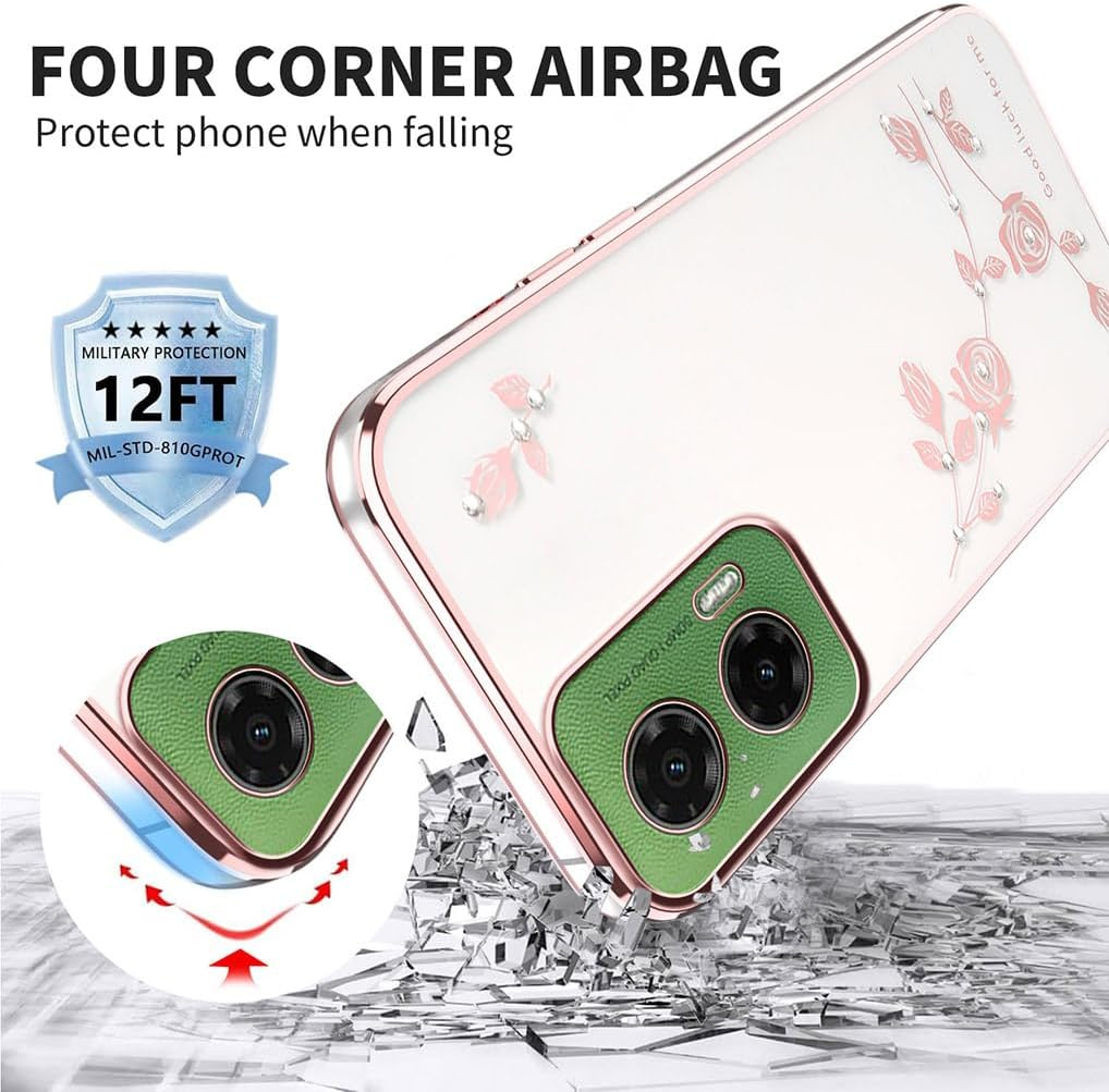 SEAHAI Case for Motorola Moto G35 5G, Cute Floral Flower Pattern Clear Girls Case Fashion Slim Soft Silicone TPU Bumper Ultra Thin Transparent Shockproof Cover - Pink image number 5