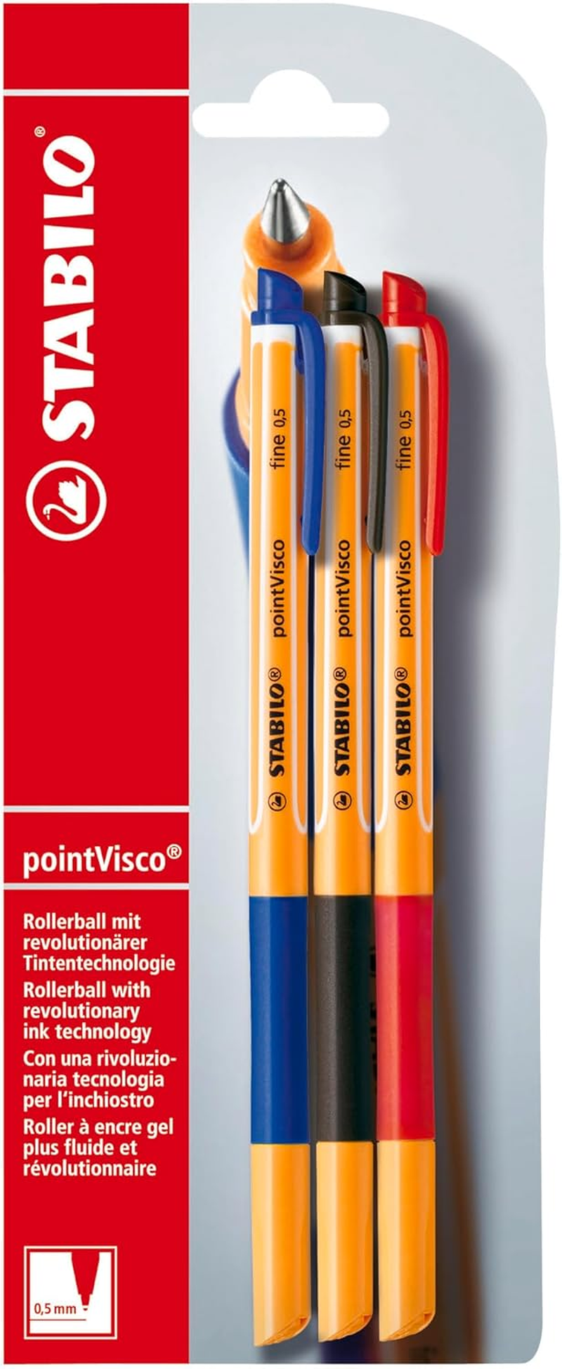 STABILO Pointvisco Gel Rollerball - Blue/Black/Red image number 6