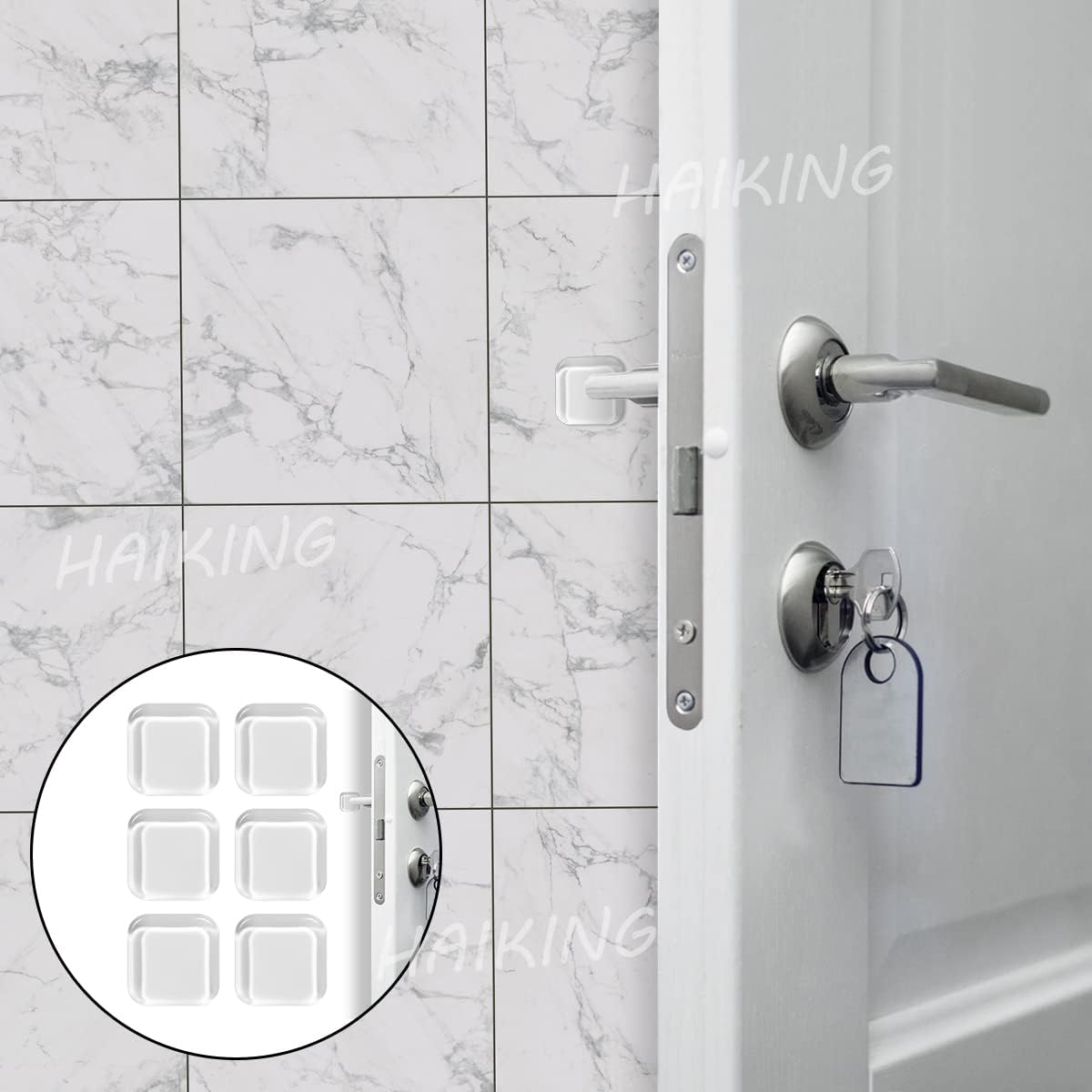 Square Self Adhesive Door Bumper, 6 Pcs 4 * 4Cm Silicone Door Wall Protector for Door Knob,Cabinet, Headboard (Transparent) image number 1