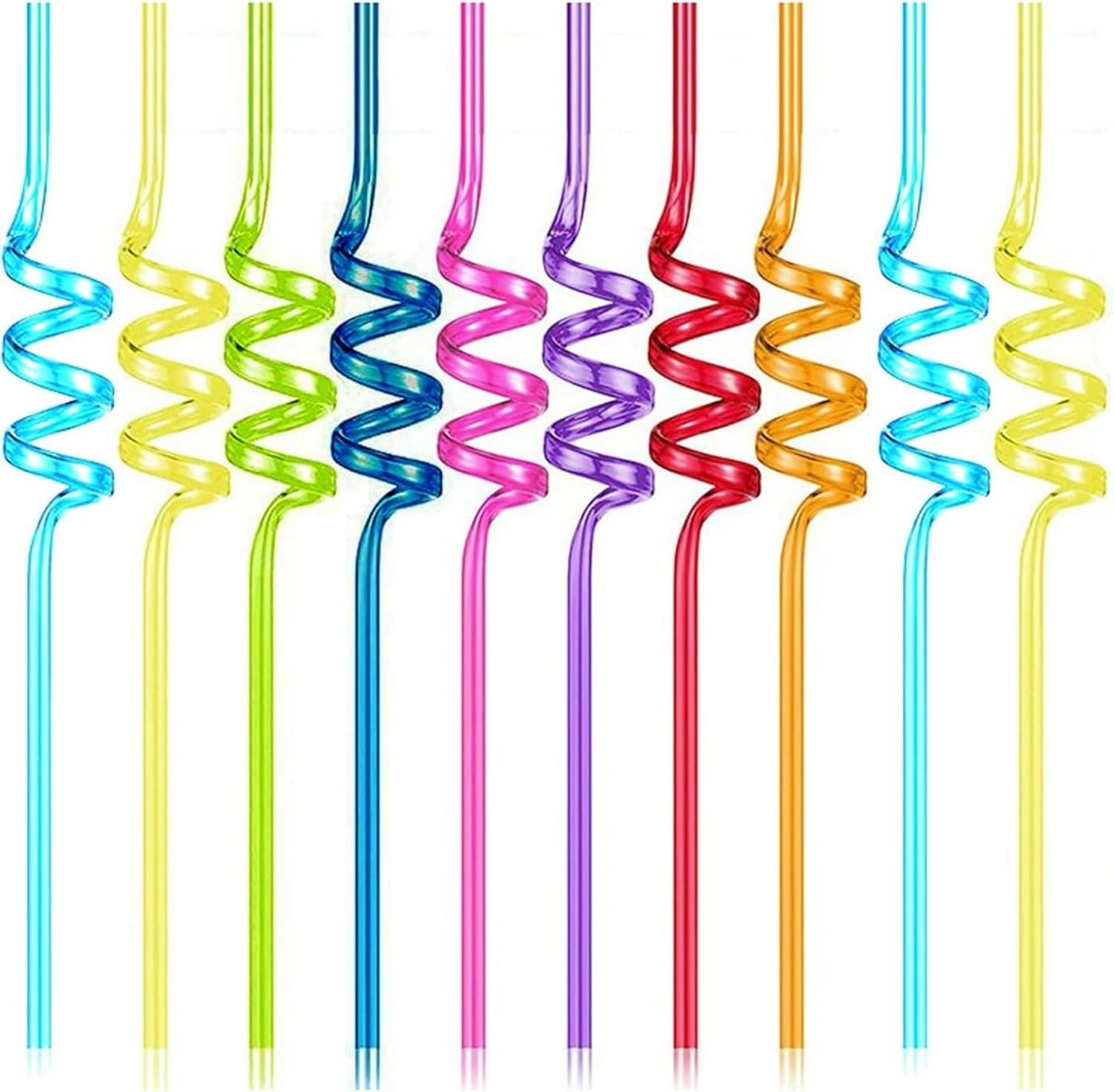 Add 10 Pieces Curly Straws Silly Plastic Reusable Straws for Kids' Parties, Home Bar, Weddings, Birthdays, Family Reunions image number 5