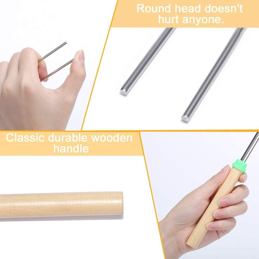 Marshmallow Roasting Sticks with Wooden Handle Extendable Forks Set of 8Pcs 32Inch Telescoping Marshmallow Skewers Campfire Stove BBQ Tools image number 2