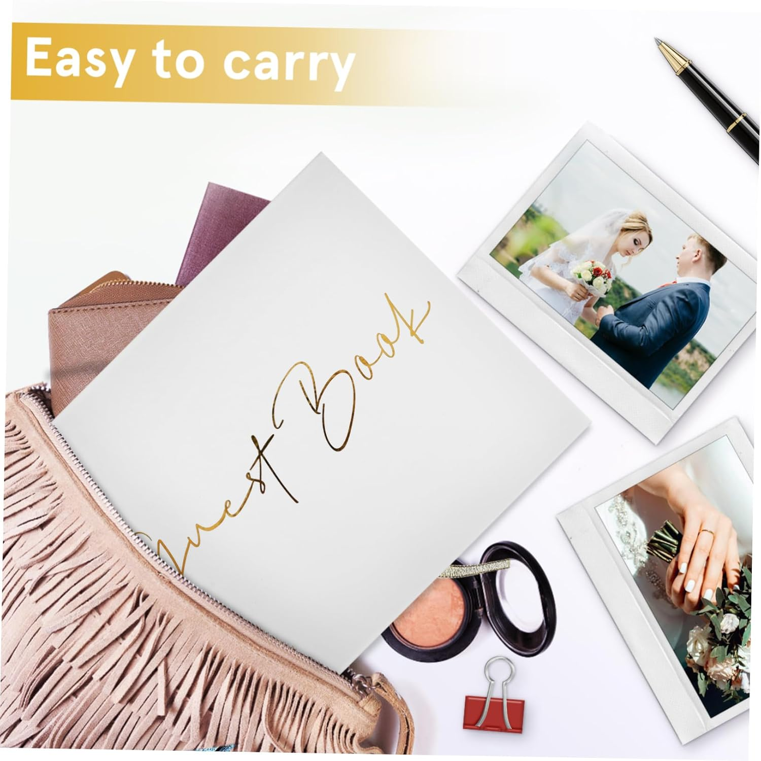 ABOOFAN Wedding Guest Book Album Ample Pages for Messages Photos Elegant Foil Design Memorial Guestbook for Birthday Wedding and Family Gatherings image number 1