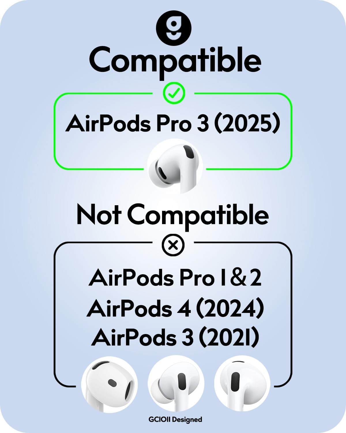 Gcioii 3 Pairs for Airpods Pro 3 Ear Hooks Covers (2025) [Added Storage Pouch] anti Slip Sport Ear Tips Accessories Compatible with Apple Airpods Pro 3Rd Generation (White) image number 2