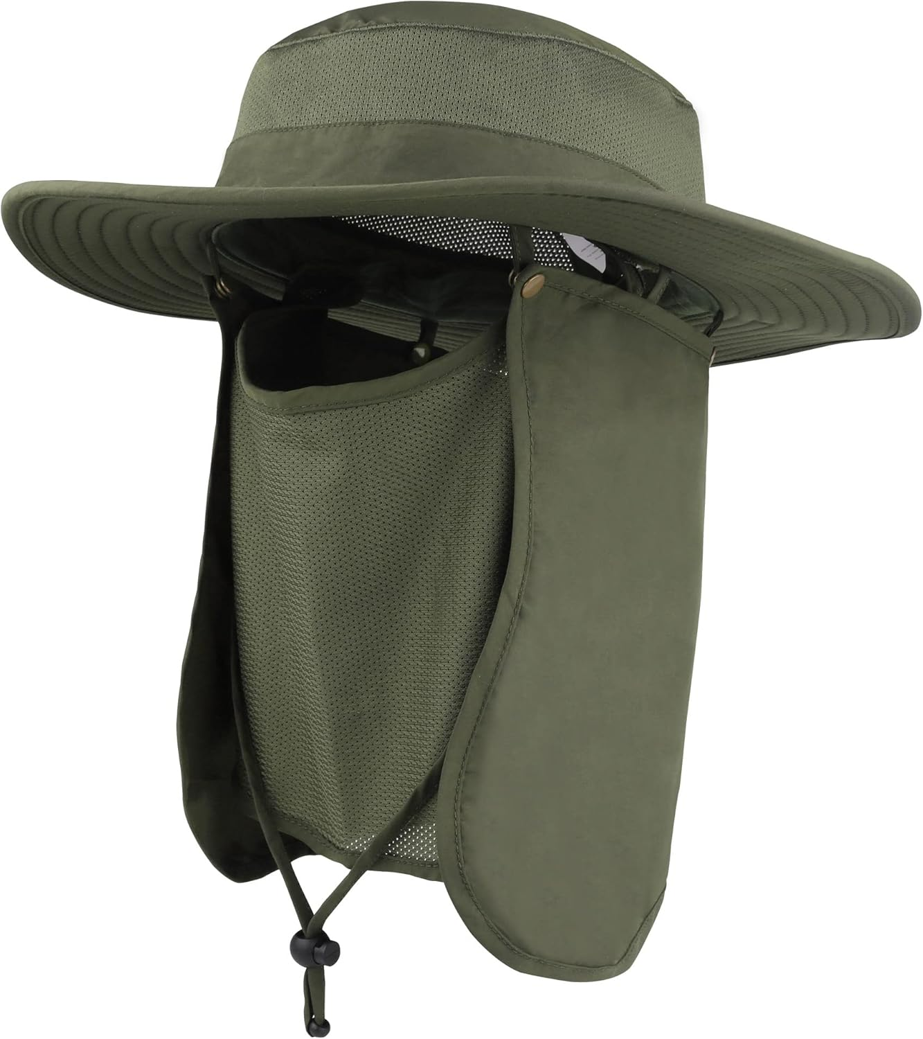 ASY Outdoor Sun Hat UPF 50 Protection Boonie Waterproof Fishing Cap for Men & Women Face Cover Summer Removable Mesh Neck Face Flap Hat