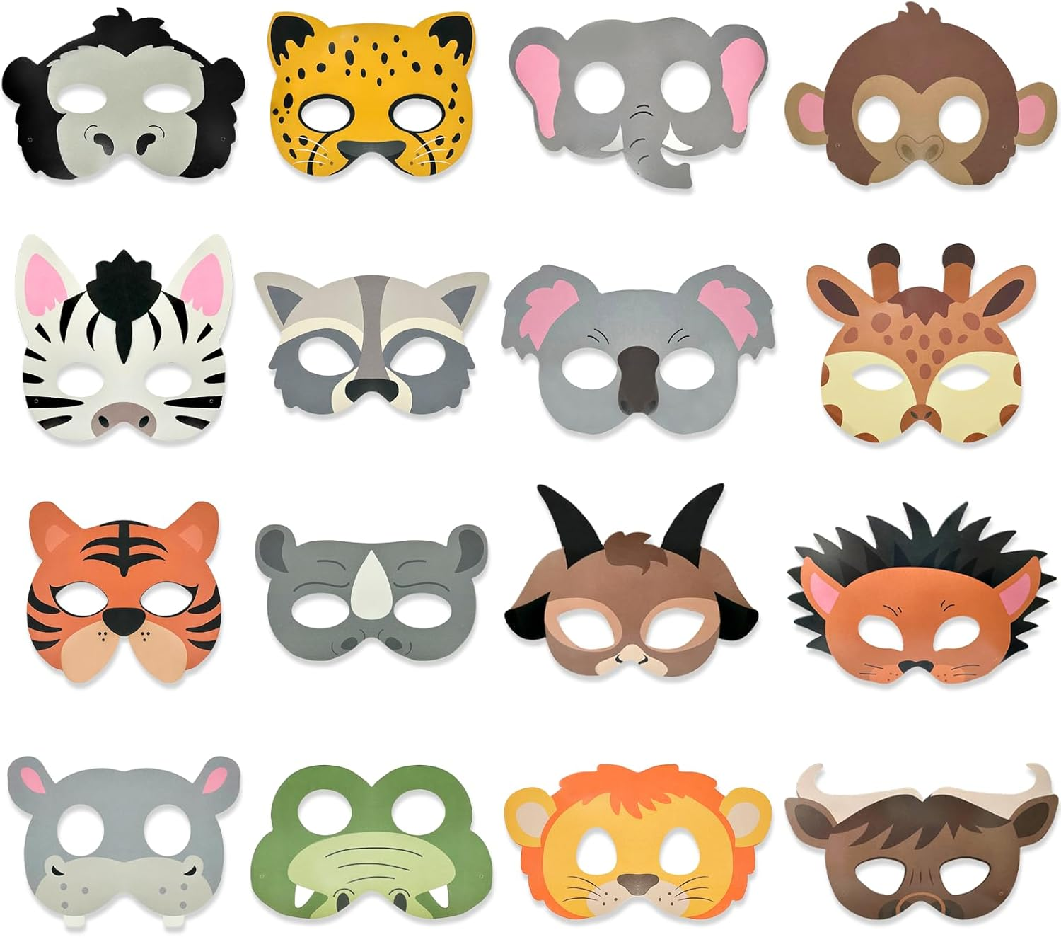 WELANE Safari Animal Masks, 16 PCS Wild Forest Zoo Animals Cartoon Masks for Party, Masquerade, Cosplay (16 Kinds) image number 4