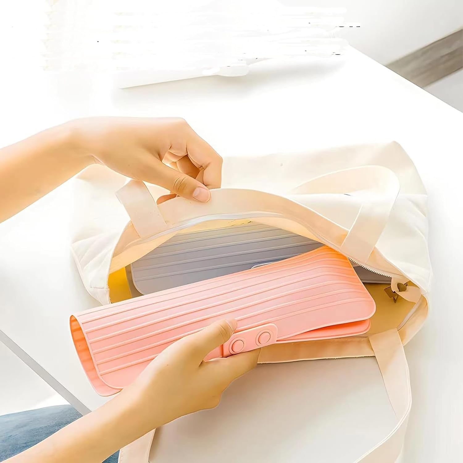 Heat Resistant Silicone Mat Travel Case Portable Travel Mat Cover for Hair Straightener, Flat Iron and Hot Hair Styling Tools (Blue) - Blue image number 6