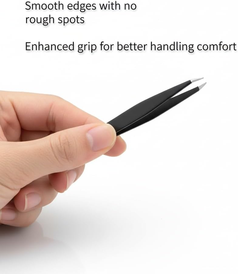 Tweezers Set, High Precision Stainless Steel Eyebrow Tweezers for Facial Hair, Inward Growing Hair and Splinter Remover Kit, Suitable for Women and Men, 4-Piece Set (Black) image number 5