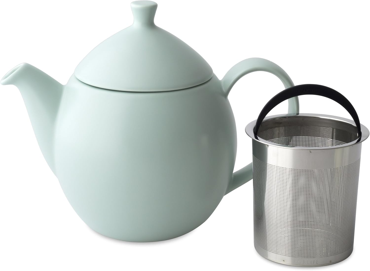 FORLIFE Dew Teapot with Basket Infuser, Minty Aqua, 32 Oz/946Ml