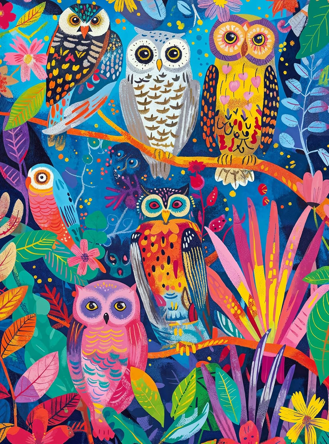 Cross & Glory - Hootenanny: Birds in Paradise - 1000 Piece Jigsaw Puzzle for Adults | Vibrant Indian Garden & Owl Design | Challenging and Artistic image number 1