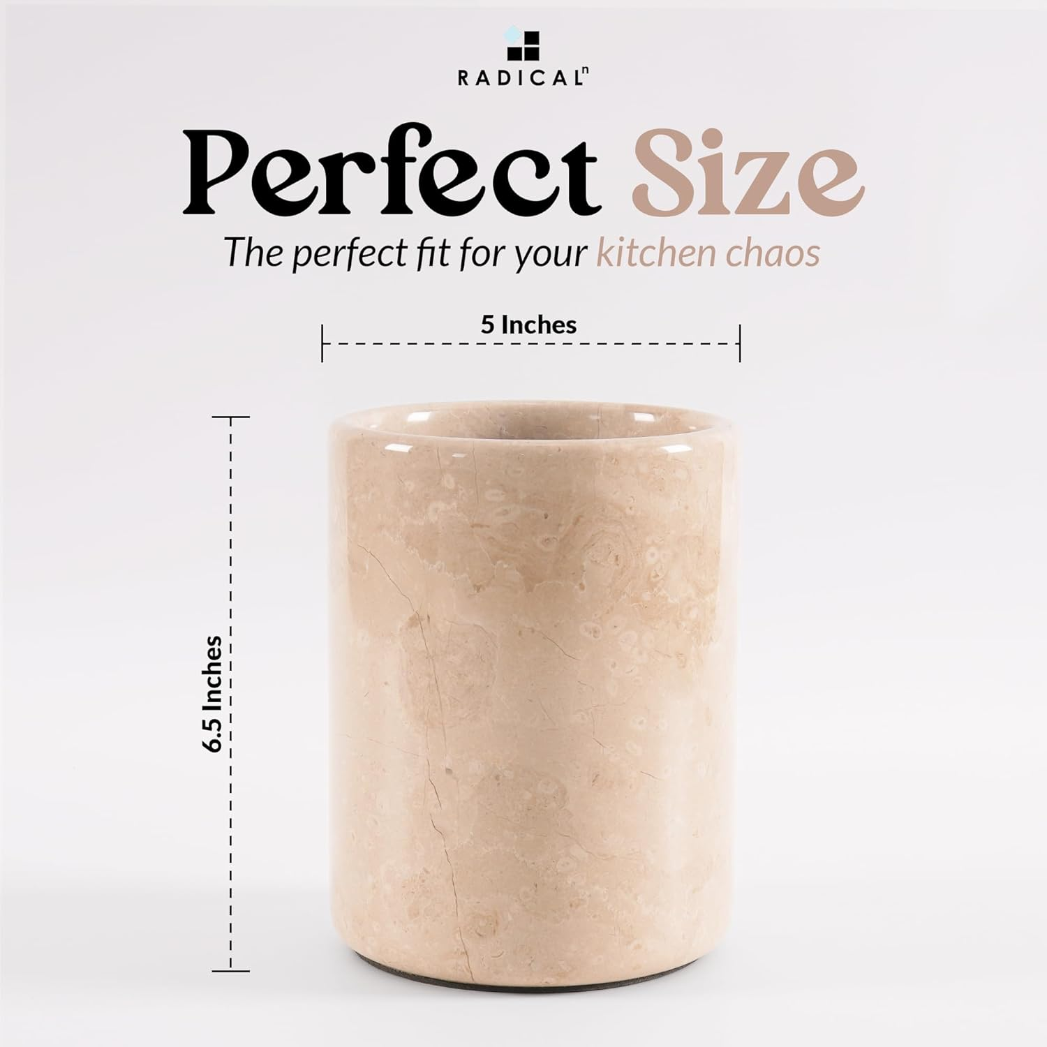 Radicaln Marble Utensil Holder 6.5'' Inches White Utensil Holder for Kitchen Utensils Set Spoon Holder & Crock Kitchen Tools for Cooking Countertop Spatula Set image number 3