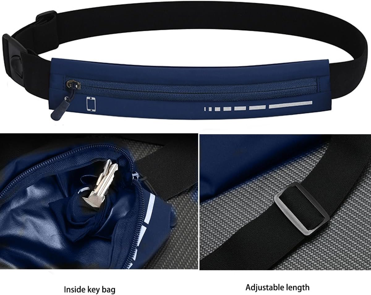 Blue Running Belt, Waist Belt,Sports Belt,Sports Waist Pack, Waist Phone save Belt，Gym Workouts, Exercise, Cycling, Walking, Jogging, Marathons, Yoga, Sport for Mobile Phone，Wallet, Card, Key image number 1