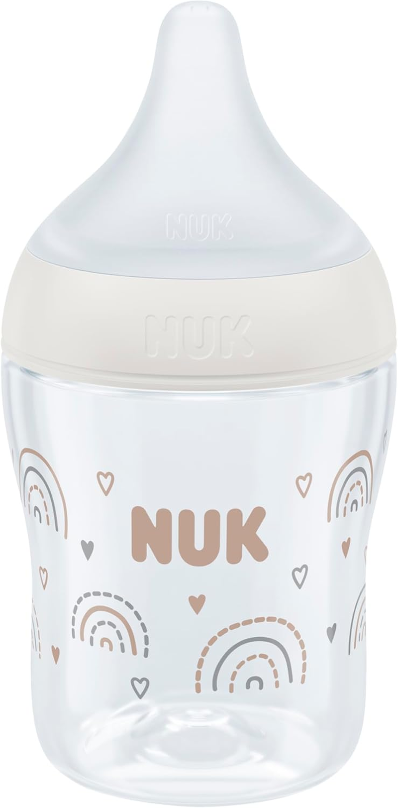 NUK Perfect Match Baby Bottles Set | 0+ Months | Adapts to Baby'S Palate | Temperature Control | anti Colic Vent | 150 Ml | Bpa-Free | Small Silicone Teat | Rainbow | 4 Count image number 1