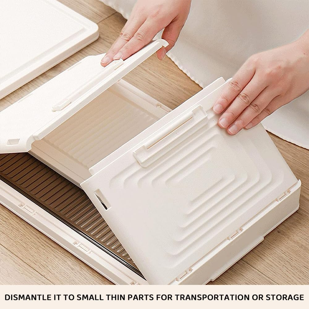 2-Tier Dustproof Plastic Storage Box on Wheels &ndash; White Rolling Bedside Cart Organizer for Clothes, Shoes, Books, Toys, Snacks &ndash; Storage Shelf for Living Room, Bedroom, Office image number 6