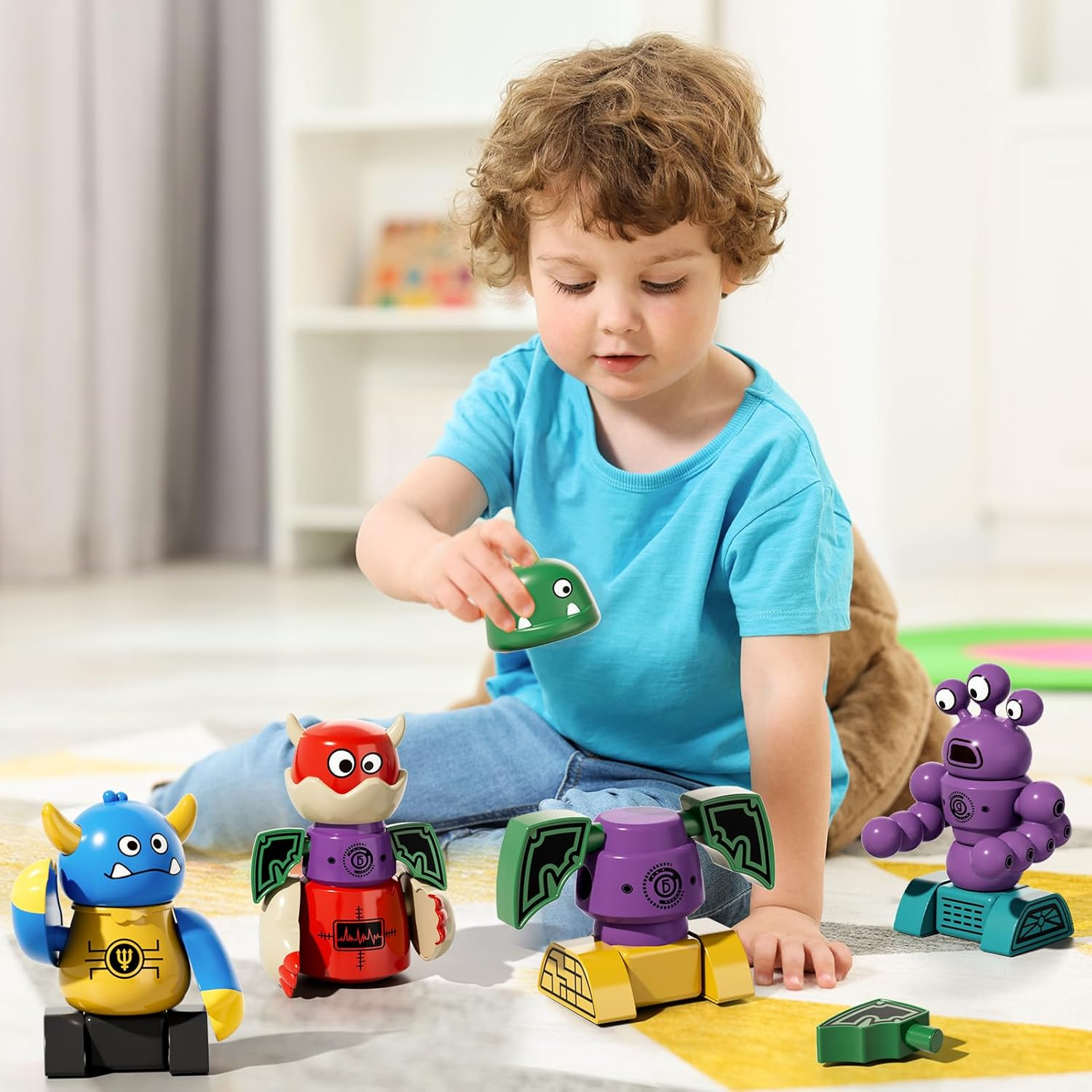 JUKUDAHU Magnet Robot Toy for Kids 3-5 Years Old - Magnetism Toys Stacking Blocks Playset with Storage Box, Educational Preschool Learning Toys for Boys Age 3-6, Christmas and Birthday Gifts image number 4