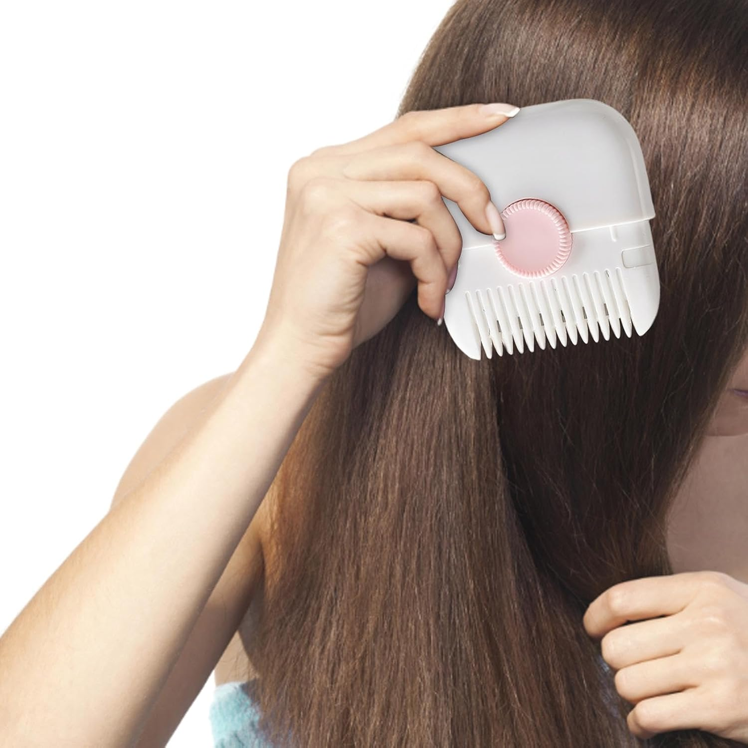 Hair Cutting Comb Mini Hair Fringe Cutter Portable Travel Size Convenient 2 in 1 Hand Tools Cutting Accessories, Pink