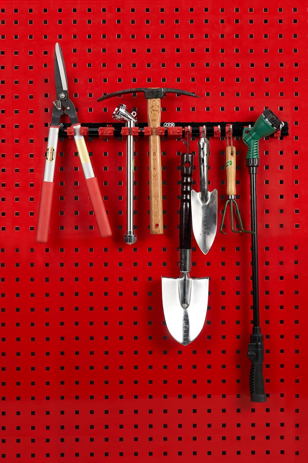 JCK Professional Quality Aluminum Multi-Purpose Tool Organizer Red Clips & Black Aluminum Rack Organize Various Tools, Such as Screwdrivers, Hammer, Rachets with Moveable Screw-Locking Secure Clips image number 6
