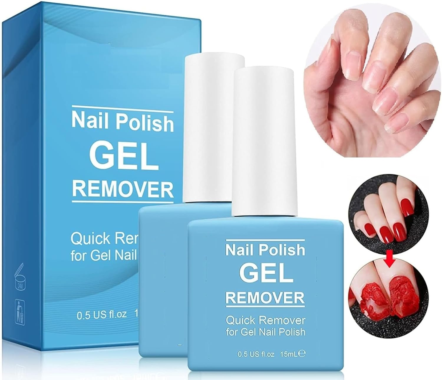 Nail Polish Remover Gel, Quick & Easy Remove Nails Polish within 3-5 Minutes, No Need Foil, Don'T Hurt Nails, Professional Non-Irritating Gel,(2 PACKS)