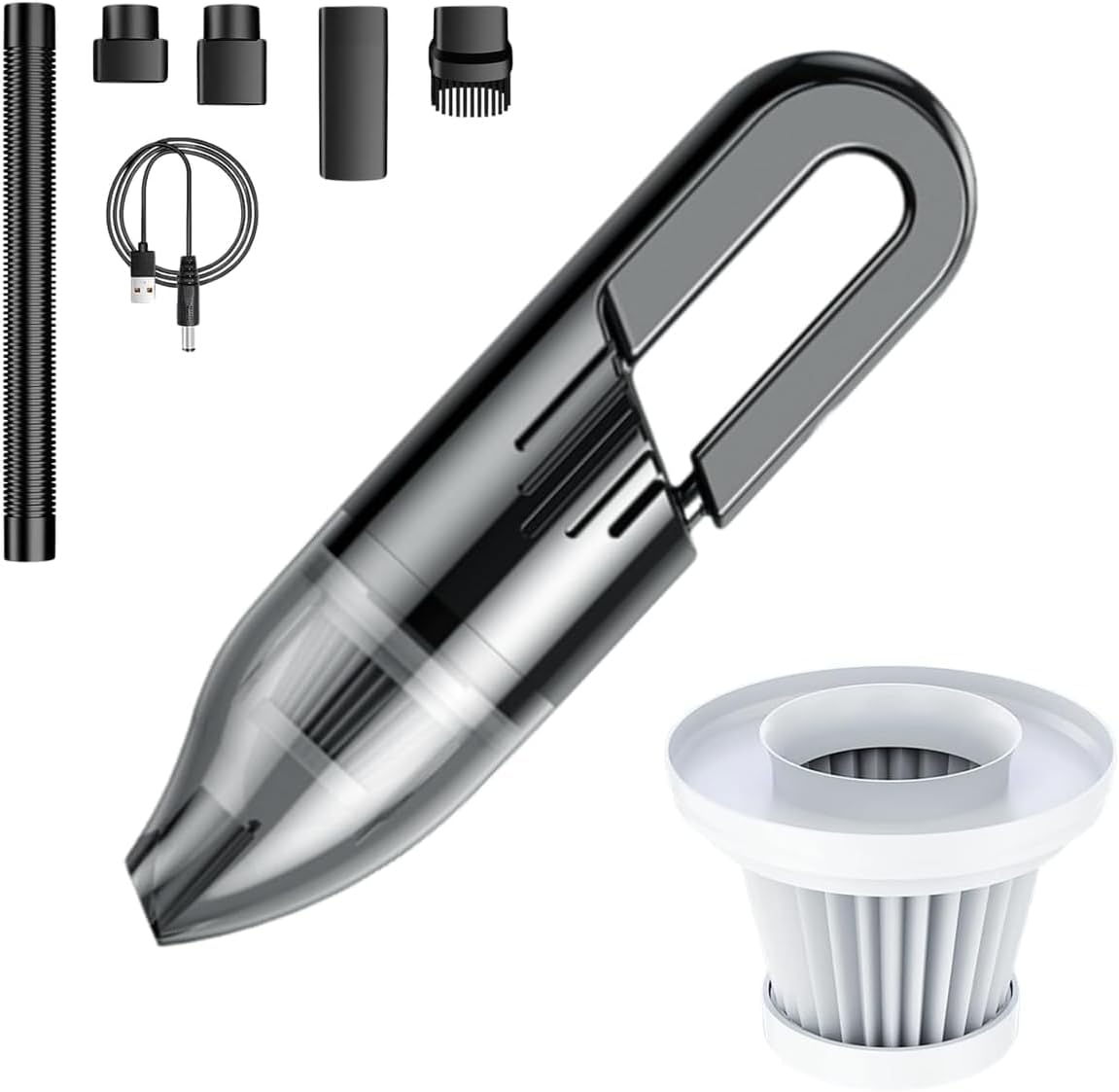 Cordless Car Vacuum Cleaner with Powerful Suction, Rechargeable Handheld Vacuum for Wet & Dry Cleaning, Compact and Portable