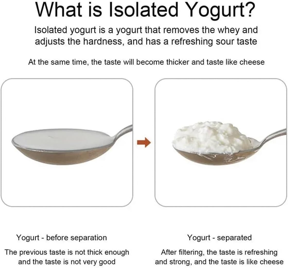 Yogurt Filter,Greek Yogurt Strainer,Fine Mesh Yogurt Filter with Lid,1.1L Pa-Free Cheese Strainer,Multipurpose Clear Juice Filter,Cheese Yogurt Whey Separator for Making Thick Greek Yogurt (White) image number 1