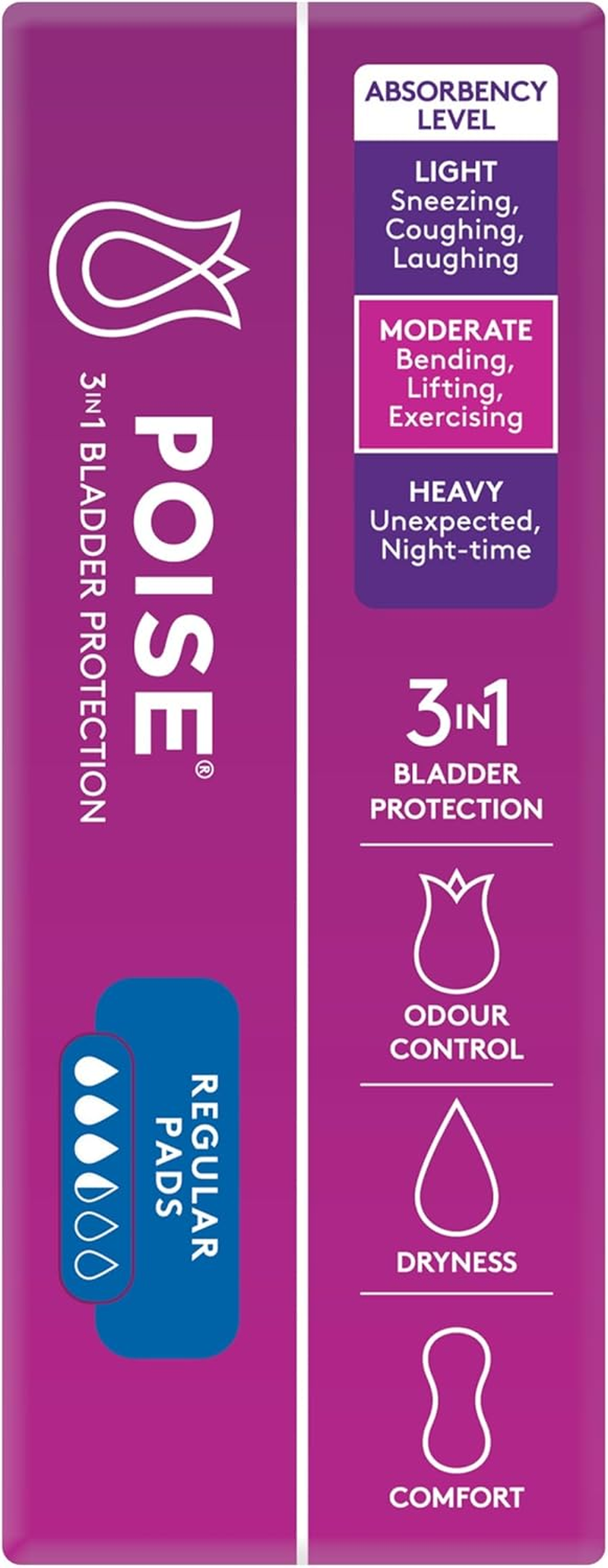 Poise Incontinence Pads for Bladder Leaks, Regular (32 Count) image number 1