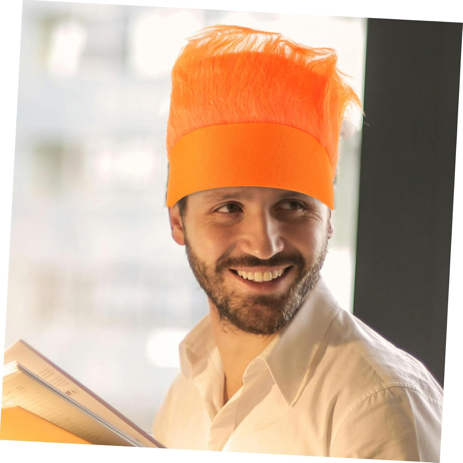 Gatuida Halloween Fuzzy Hair Headband for Boys and Fun Crazy Wig Accessory for Sports Fans Cosplay and Party Costume Reusable Comfortable Day Party Headwear in Orange