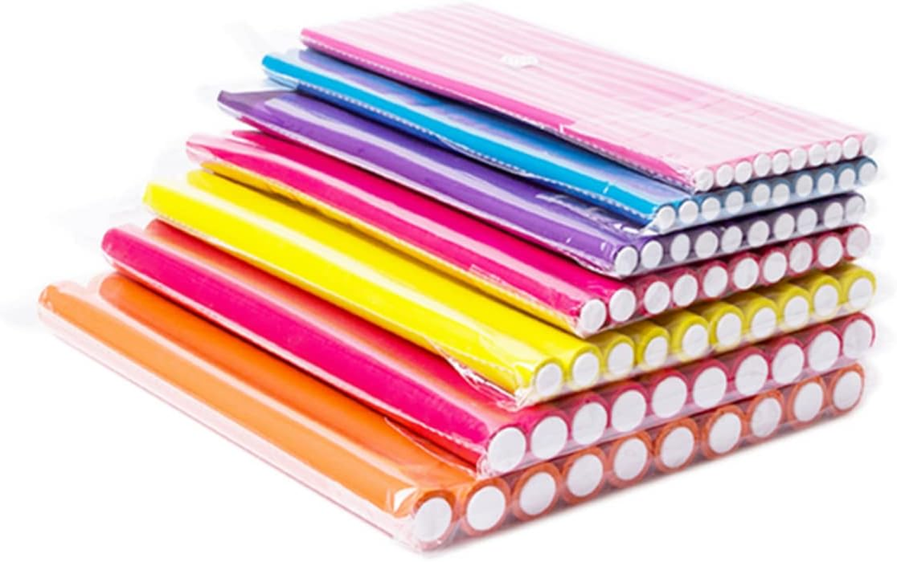 DECHOUS 20Pcs Hair Curling Flex Rods Spiral Curl Sticks Heatless Cold Wave Hair Rollers Multifunctional Styling Tool with Random Colors Random Color