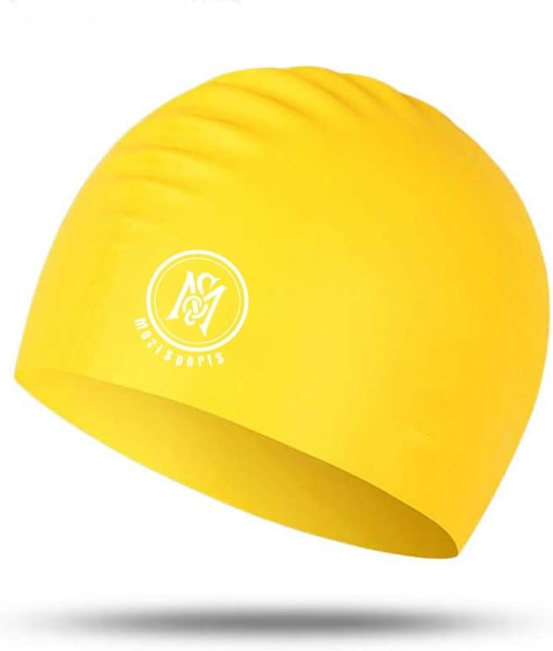 Swimming Caps for Kids- 100% Silicone Waterproof Durable and Odour Free Swim Hat - Stretchable, anti Slip Swim Cap - Swimming Hat for up to 5-12 Years with Protective Pouch - Black image number 2