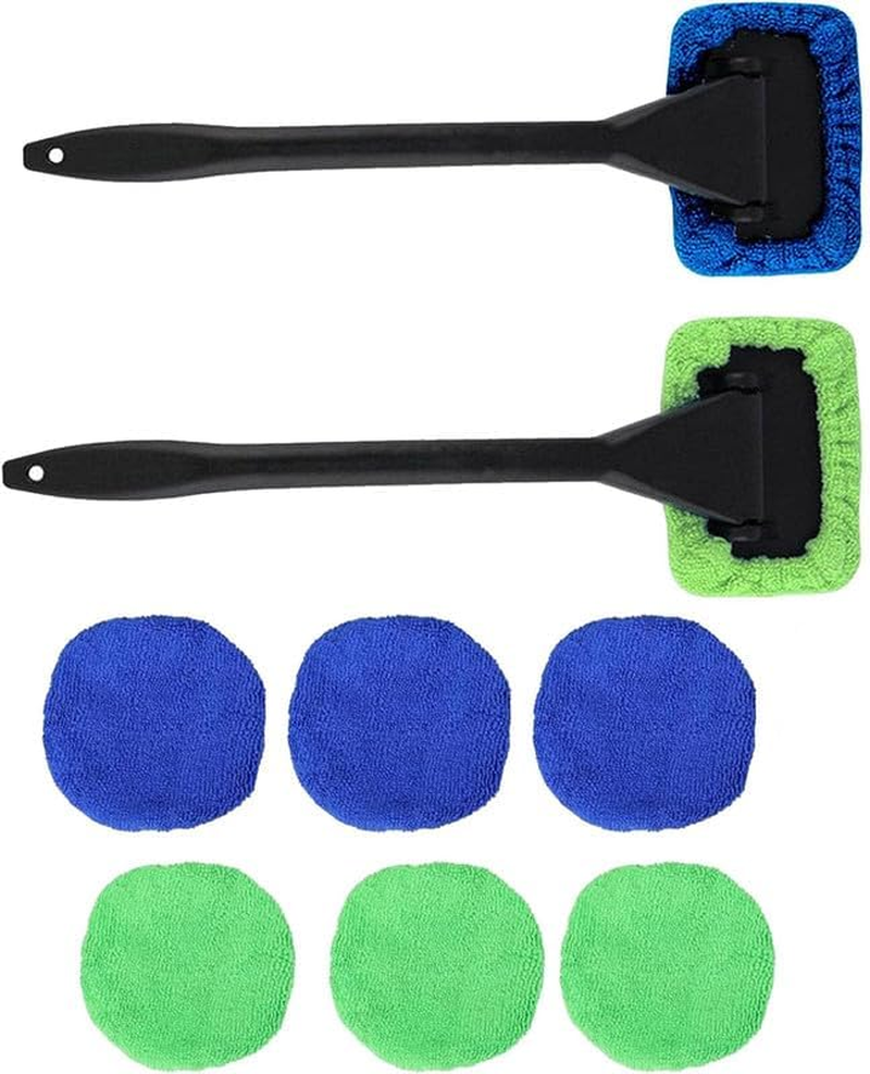 8Pcs Microfiber Car Window Cleaner Pads with 2 Handles,Car Windshield Cleaning Tool,Microfiber Car Window Cleaning Tool,Car Care Microfiber Cloths for Windshield Cleaner,Car Windshield Cleaning Tool image number 3
