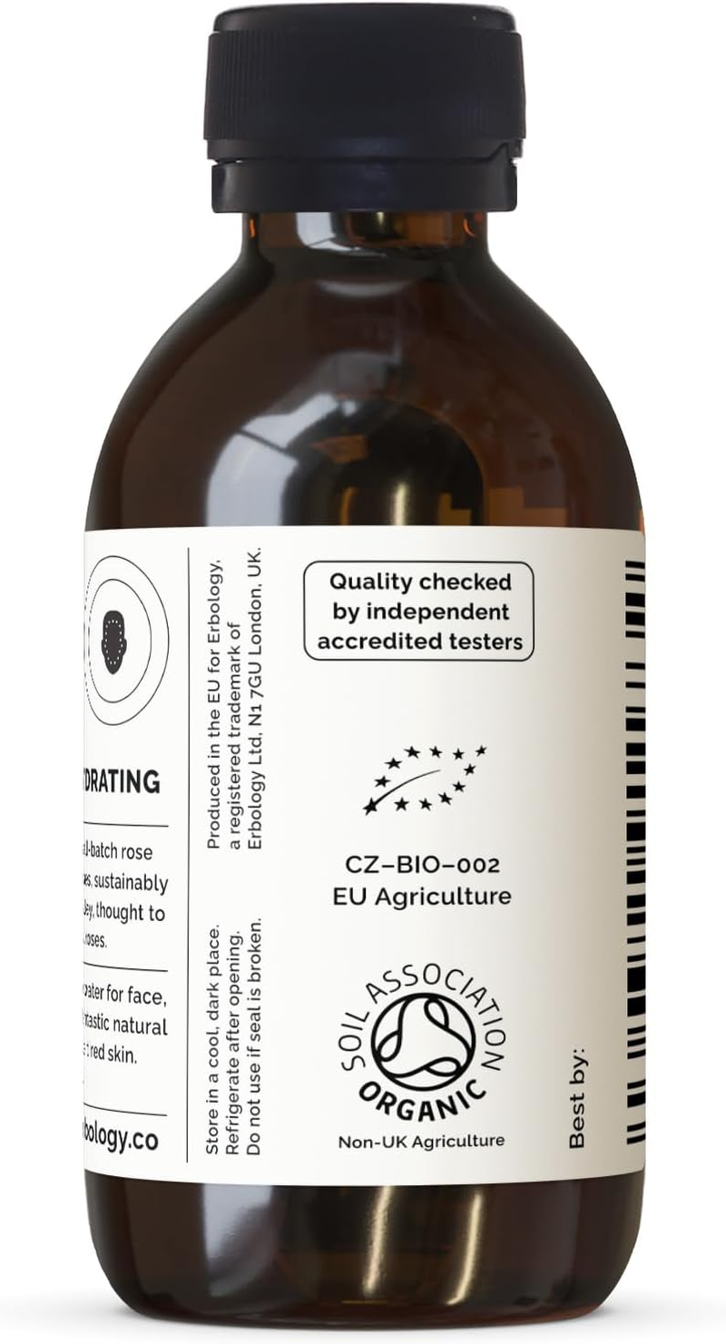 Erbology Organic Rose Water 100Ml - Distilled from Damask Rose - Premium Food Grade Hydrolate of Rose - Soothes, Hydrates and Calms - Non-Gmo - Recyclable Glass Bottle image number 4