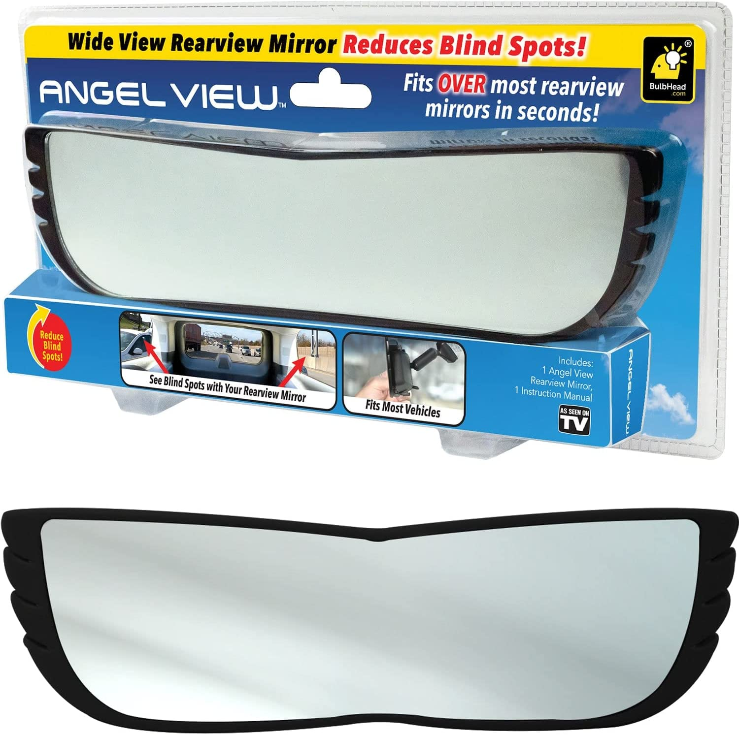 New Improved Wide-Angle Rearview Mirror AS-SEEN-ON-TV Reduce Blind Spots, Installs in Seconds, Fits Most Cars, Suvs & Trucks image number 4
