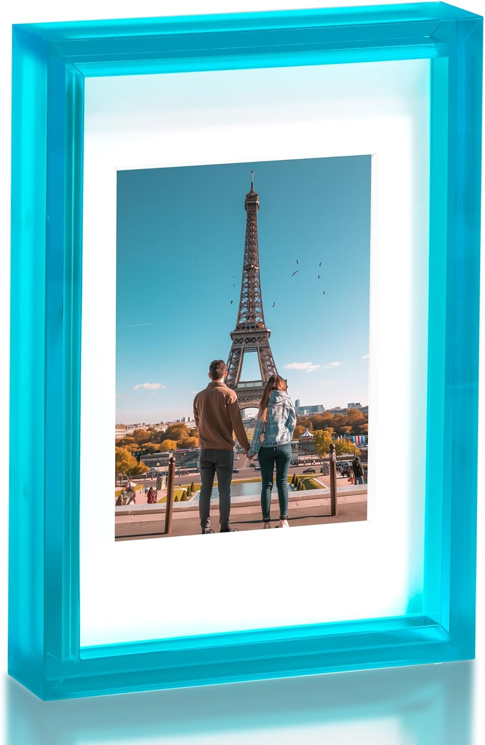 FARWAYVIEW Blue 4X6 Acrylic Picture Frame with Mat Neon Modern Colorful Tabletop & Wall Mount, Bondi Blue image number 5