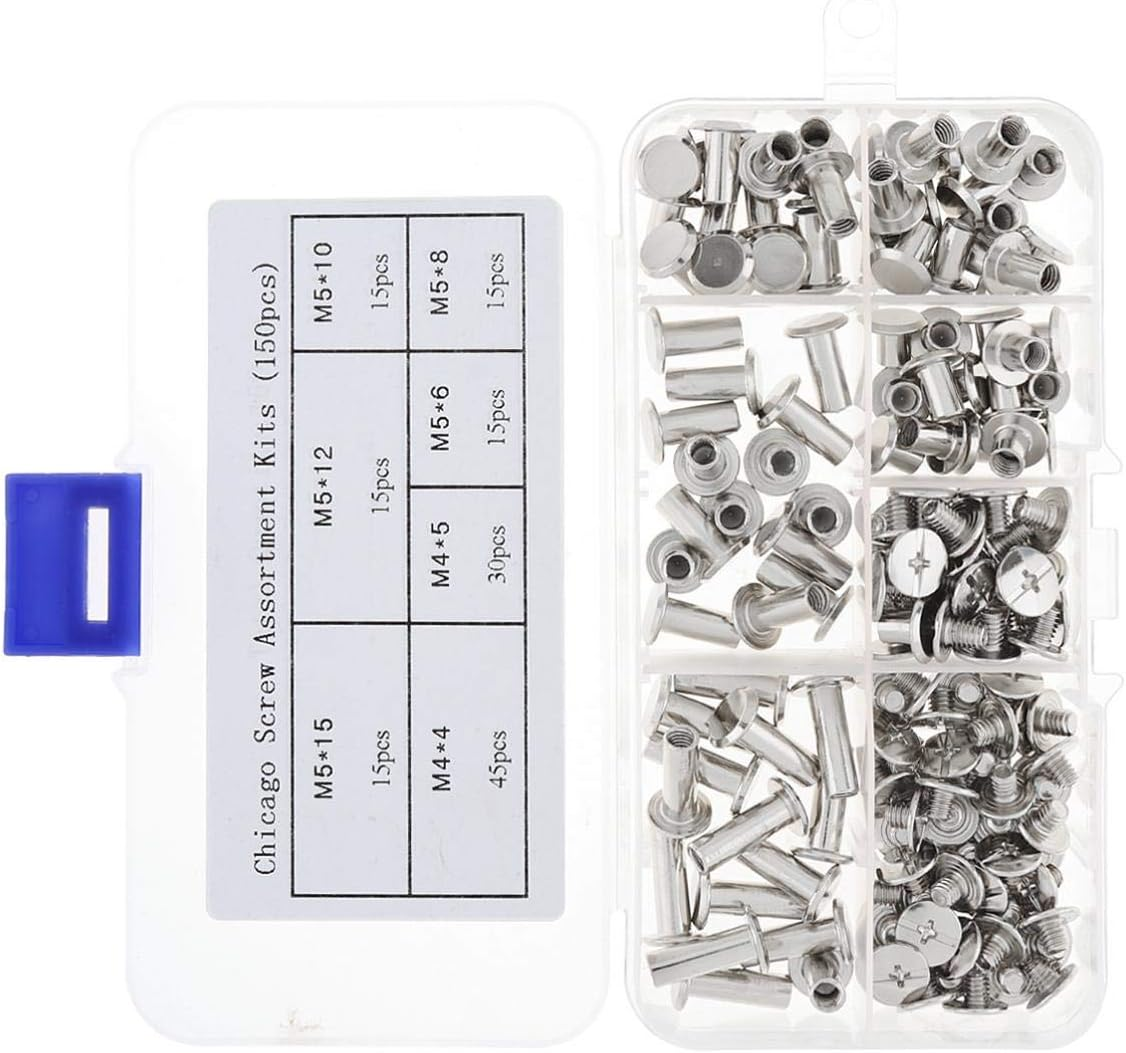 150Pcs Chicago Binding Screw Set, M4 M5 Stainless Steel round Cross Head Book for Scrapbook, Photo Album and DIY Handbags image number 6