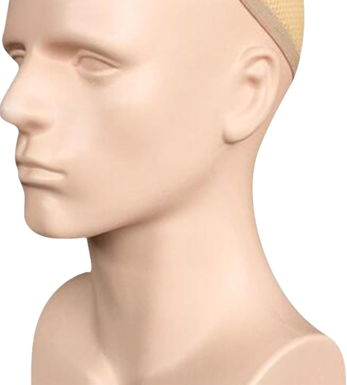 "Abbraccia" Male Mannequin Head with Shoulders,Manikin Head Training Head Wig Display Stand for Hair, Hats, Makeup Practice Headphone, Skin - Skin image number 6