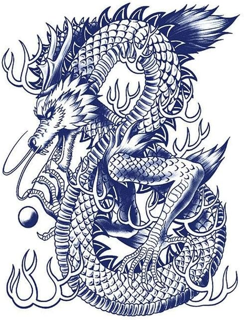 5 Pc Waterproof Long-Lasting Flower Arm Large Picture Back Simulation Tattoo Semi-Permanent Herbal Dragon Totem Temporary Tattoo Sticker - B-0205 image number 3