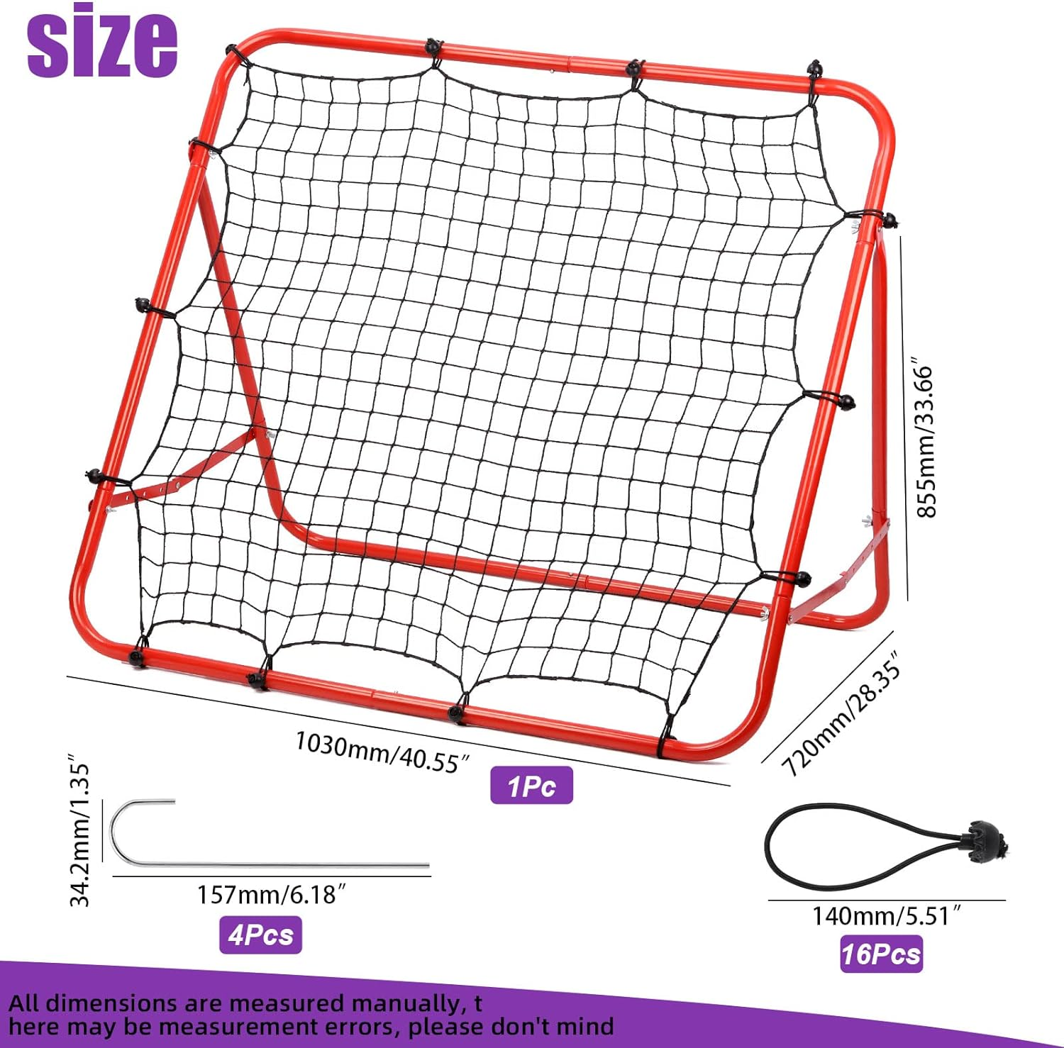 Swpeet Duarble Foldable Football Training Rebounder Net with Thickened Tube and Rope Assortment Kit, Training Soccer Kickback Target Goal Net Perfect for Backyard Soccer Practice and Soccer Training image number 5