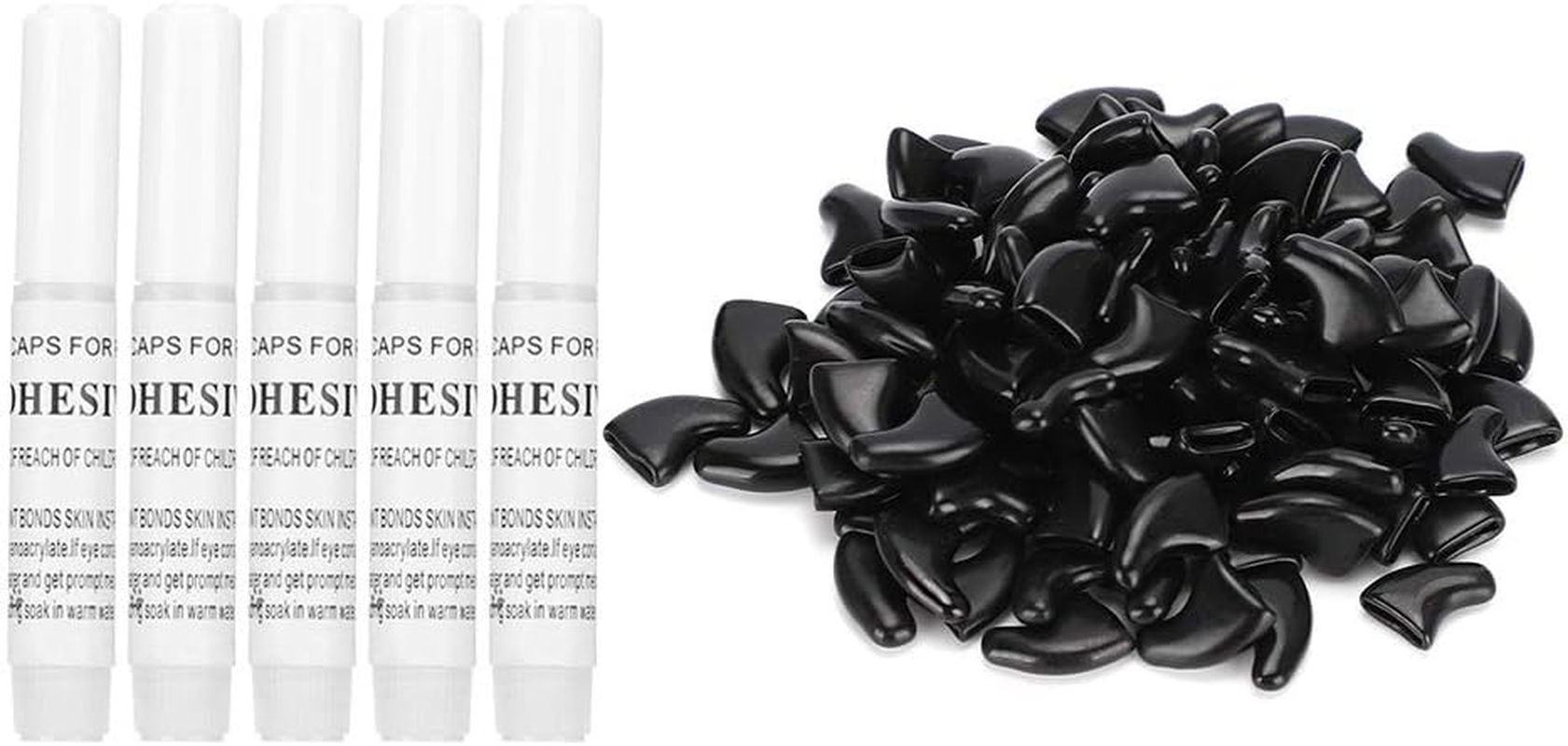 100Pcs Cat Nail Caps, Soft Pet Cat Nail Caps Cover with 5Pcs Adhesive Glue, Kitten Nail Caps Pet Safe anti Scratch Dog Paw Protector Covers for Cats Dogs (Black)