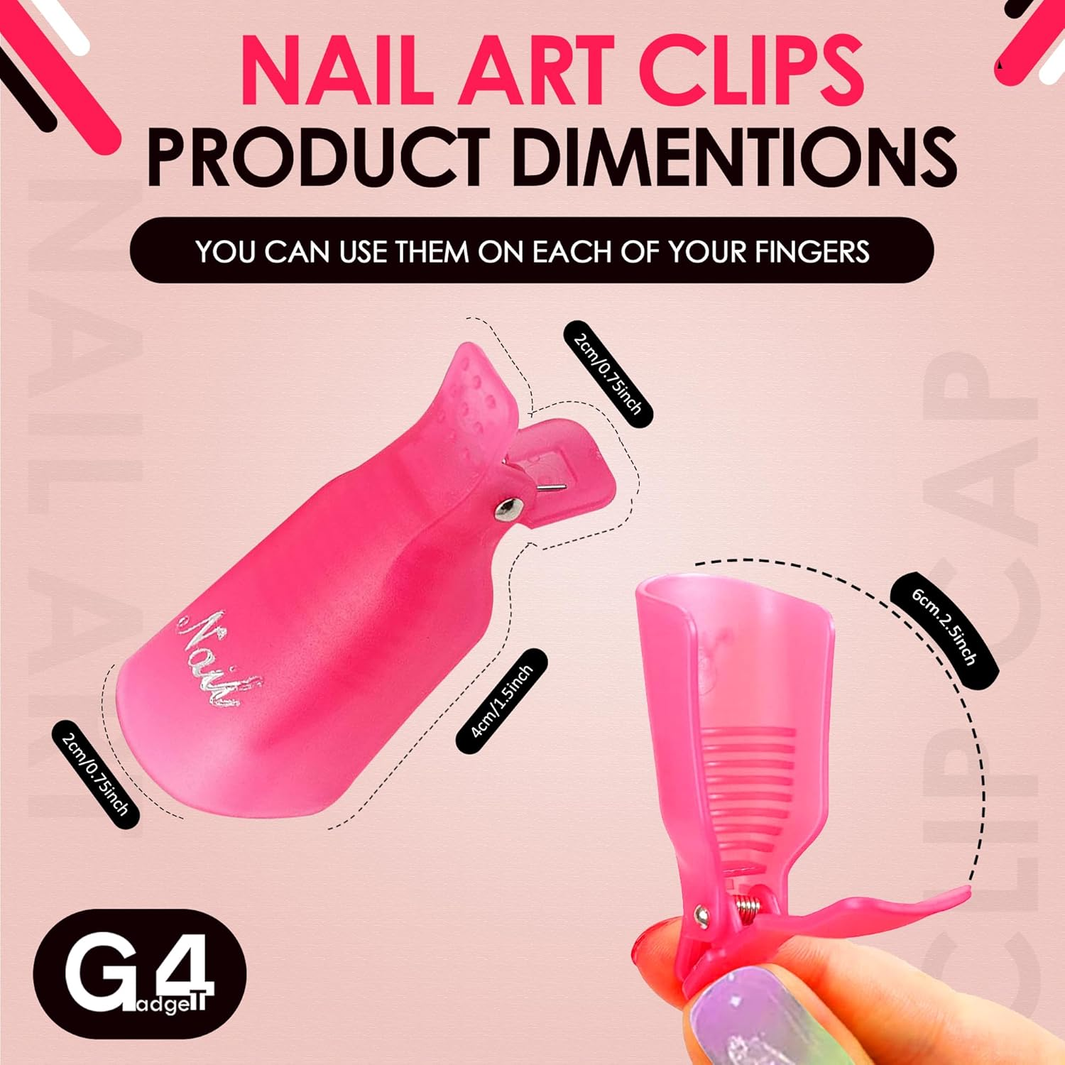 G4GADGET 10 PCS Nail Polish Remover Clips &ndash; Soak off Gel, Acrylic & UV Nail Polish Removal, Reusable & Anti-Slip Rose Red Clips for Fingers & Toenails image number 4