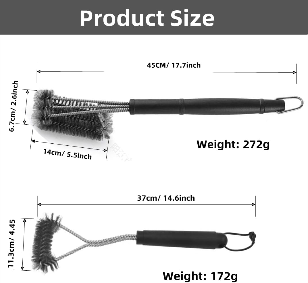 Grill Brush and Scraper - 2PCS Grill Cleaner Brush Grill Accessories for Outdoor Grill - Safe BBQ Brush for Grill Cleaning - Gifts for Men Dad Boyfriend image number 3